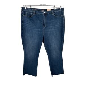NYDJ Jeans High-Rise Slim Bootcut Ankle W/Fray blue size 28W